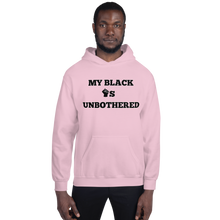 Load image into Gallery viewer, MY BLACK IS UNBOTHERED Fist Up Unisex Graphic Hoodie
